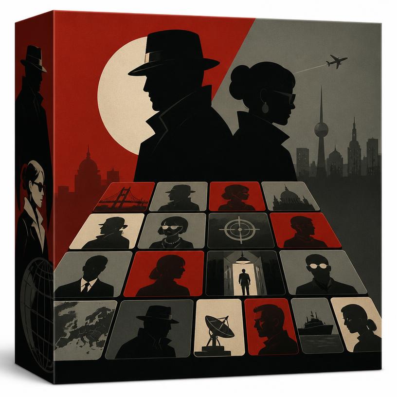 Codenames game components on a table