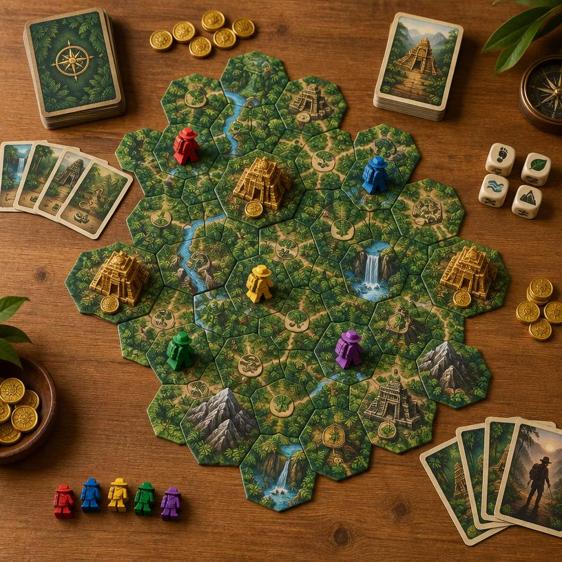 The Quest for El Dorado game components on a table
