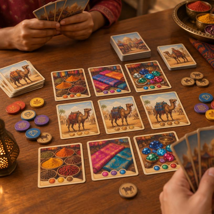 Jaipur game components on a table