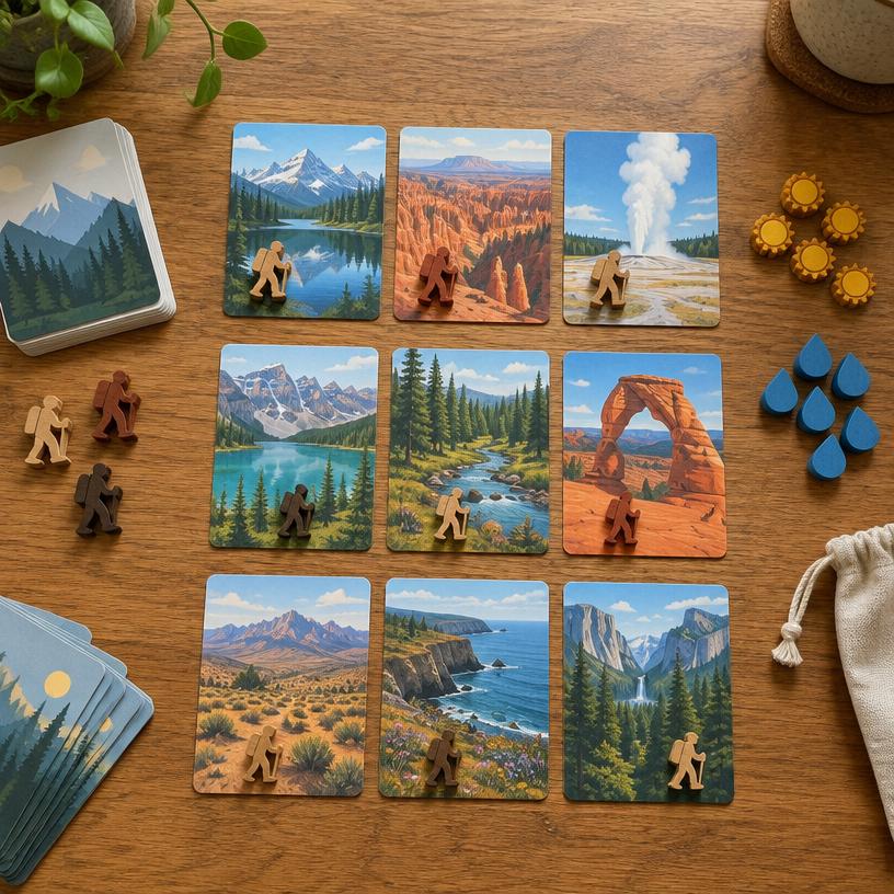 PARKS game components on a table